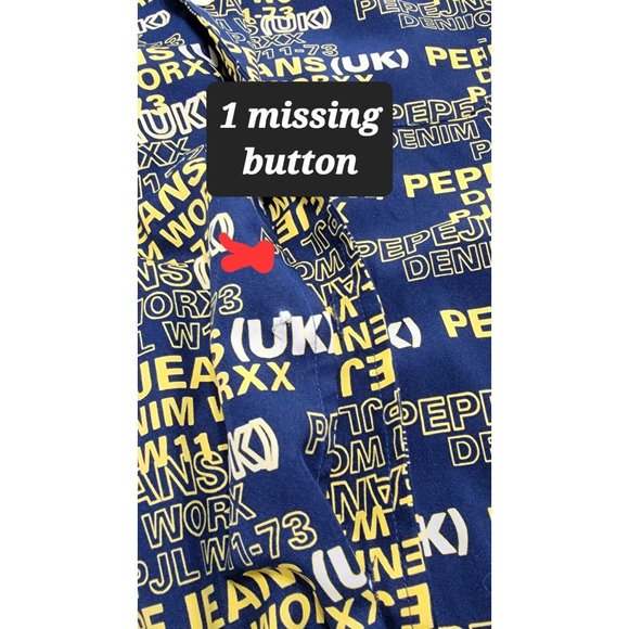 Pepe Jeans London Men's Button Up Shirt All Over Print Short Sleeves Size XL - Picture 4 of 15